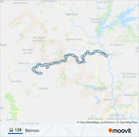 Mapa da linha do autocarro 128.