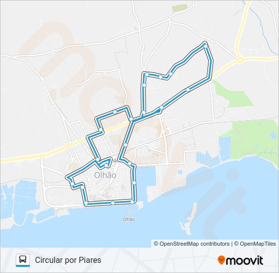 Mapa da linha do autocarro LINHA AZUL.