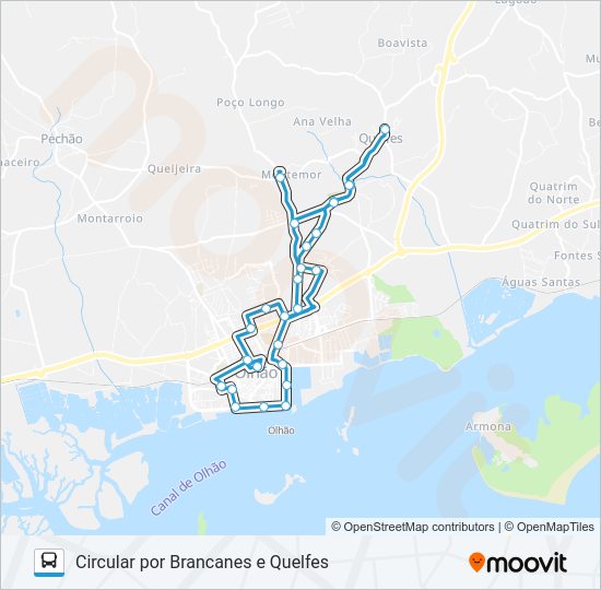 Mapa da linha do autocarro LINHA AZUL.