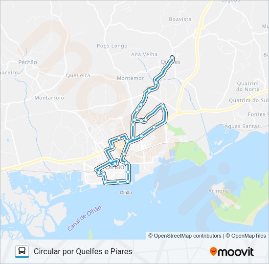 Mapa da linha do autocarro LINHA AZUL.