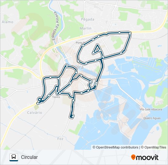 Mapa da linha do autocarro LINHA AZUL.