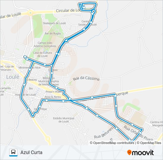 Mapa da linha do autocarro LINHA AZUL.