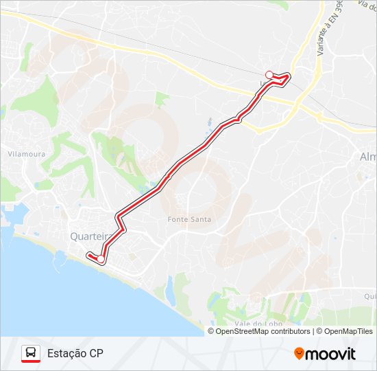 Mapa da linha do autocarro LINHA VERMELHA.