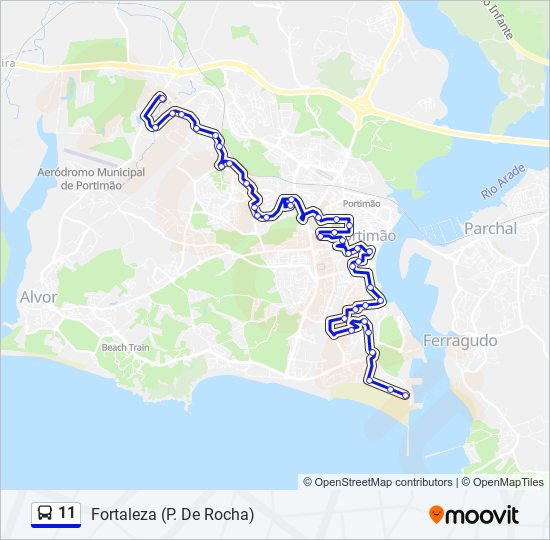 Mapa da linha do autocarro 11.