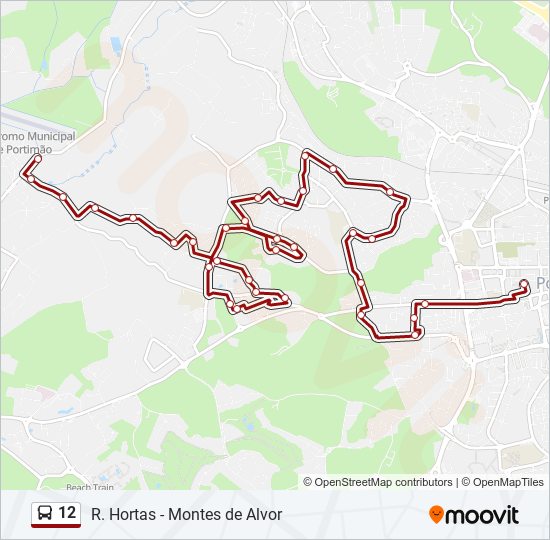 Mapa da linha do autocarro 12.