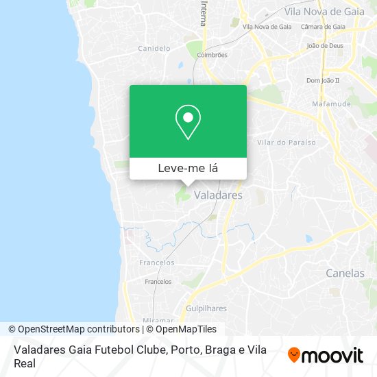 Valadares Gaia Futebol Clube mapa