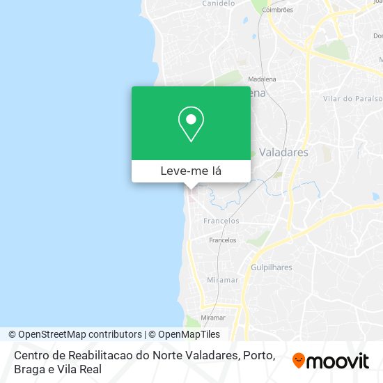 Centro de Reabilitacao do Norte Valadares mapa