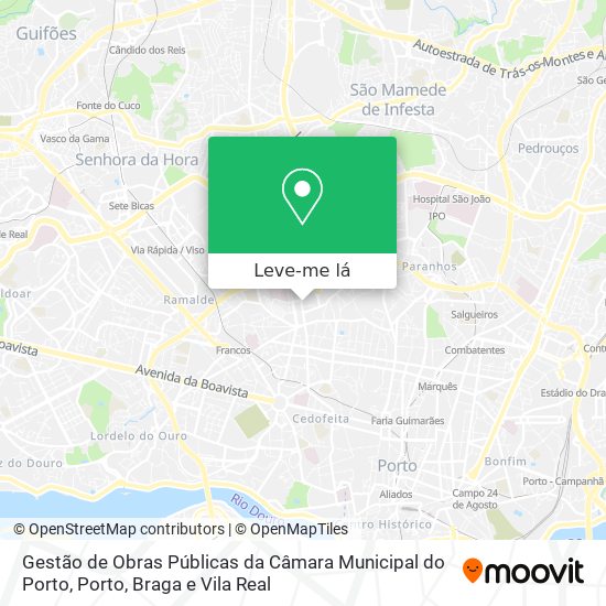 Gestão de Obras Públicas da Câmara Municipal do Porto mapa