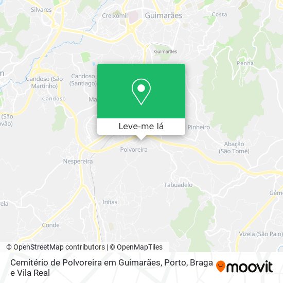 Cemitério de Polvoreira em Guimarães mapa