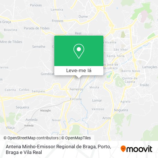 Antena Minho-Emissor Regional de Braga mapa