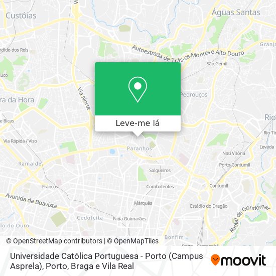 Universidade Católica Portuguesa - Porto (Campus Asprela) mapa