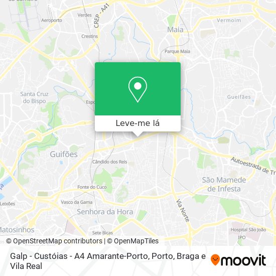 Galp - Custóias - A4 Amarante-Porto mapa
