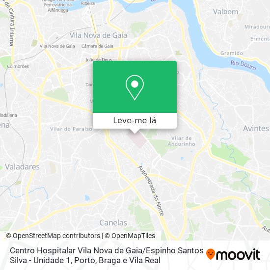 Centro Hospitalar Vila Nova de Gaia / Espinho Santos Silva - Unidade 1 mapa