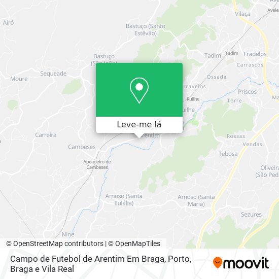 Campo de Futebol de Arentim Em Braga mapa