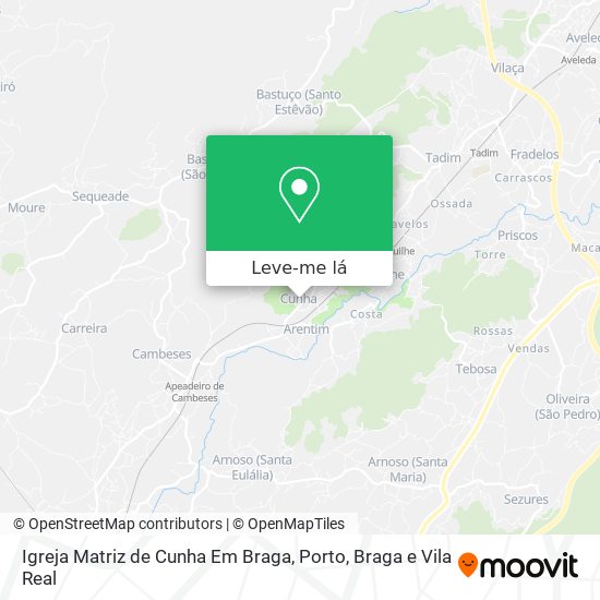 Igreja Matriz de Cunha Em Braga mapa