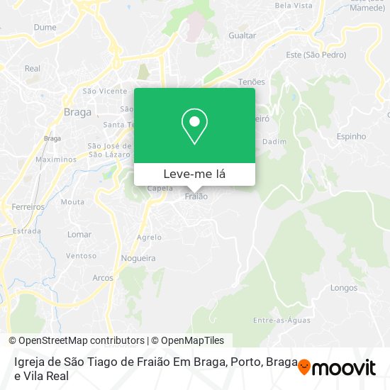 Igreja de São Tiago de Fraião Em Braga mapa