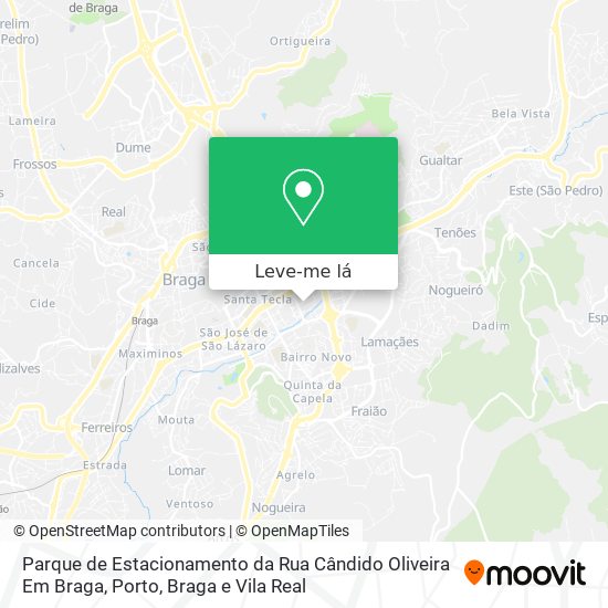 Parque de Estacionamento da Rua Cândido Oliveira Em Braga mapa