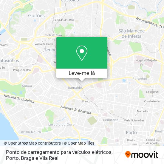 Ponto de carregamento para veículos elétricos mapa