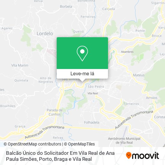 Balcão Único do Solicitador Em Vila Real de Ana Paula Simões mapa