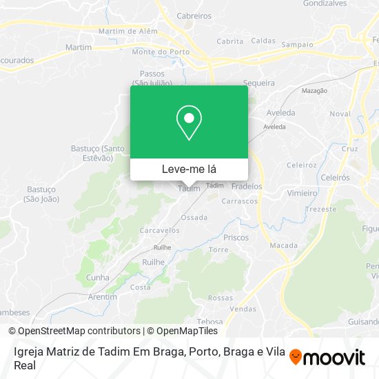 Igreja Matriz de Tadim Em Braga mapa