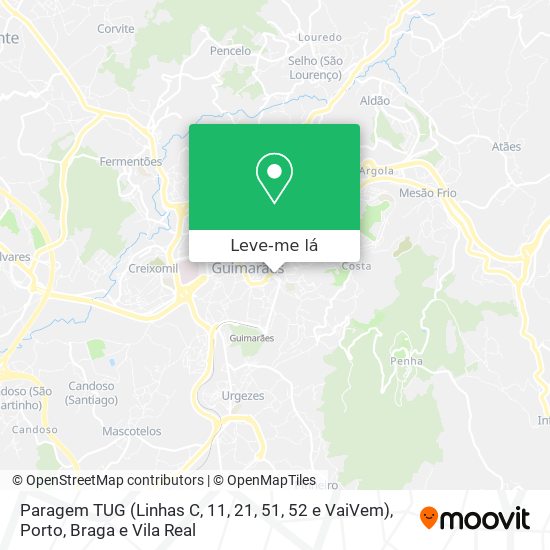 Paragem TUG (Linhas C, 11, 21, 51, 52 e VaiVem) mapa