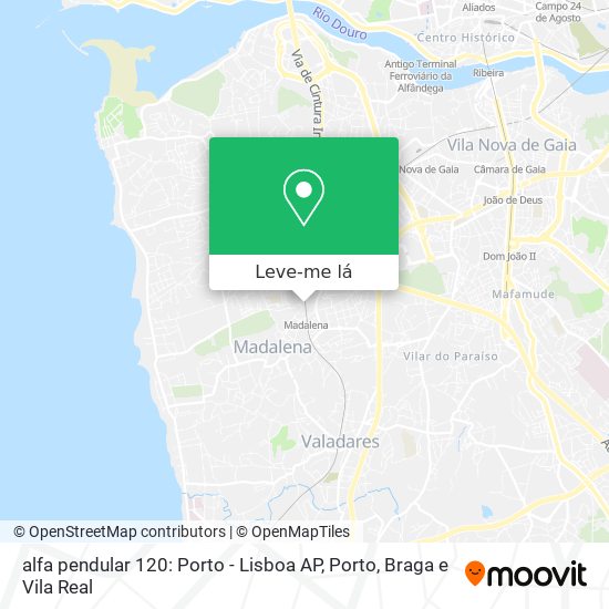 alfa pendular 120: Porto - Lisboa AP mapa