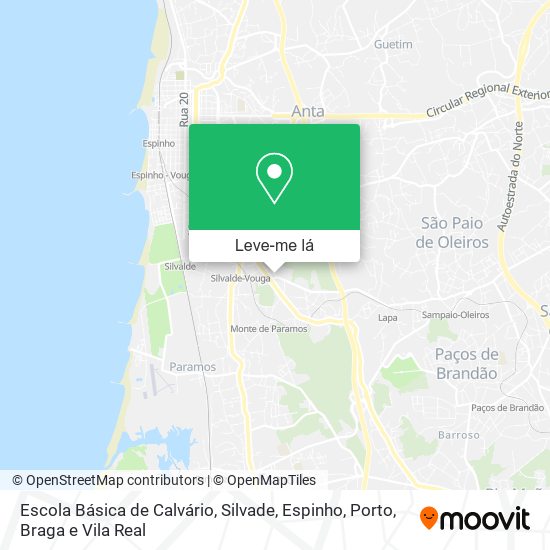 Escola Básica de Calvário, Silvade, Espinho mapa