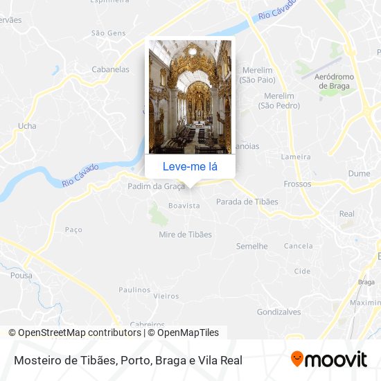 Mosteiro de Tibães mapa