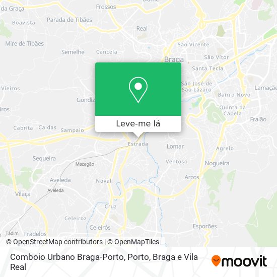 Comboio Urbano Braga-Porto mapa