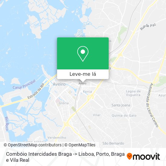 Combóio Intercidades Braga -> Lisboa mapa