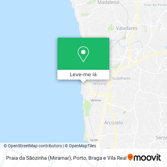 Praia da Sãozinha (Miramar) mapa