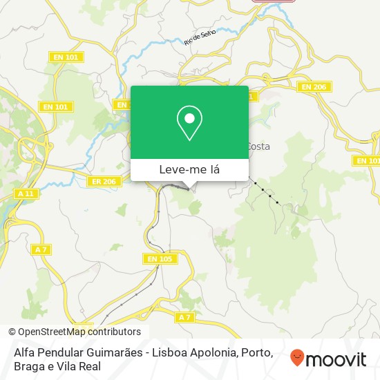 Alfa Pendular Guimarães - Lisboa Apolonia mapa