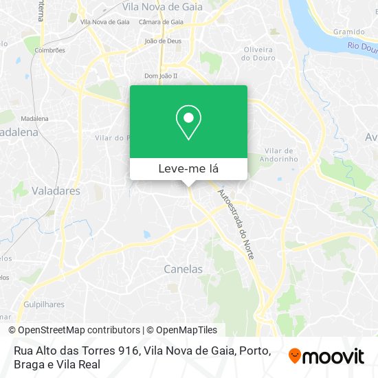 Rua Alto das Torres 916, Vila Nova de Gaia mapa