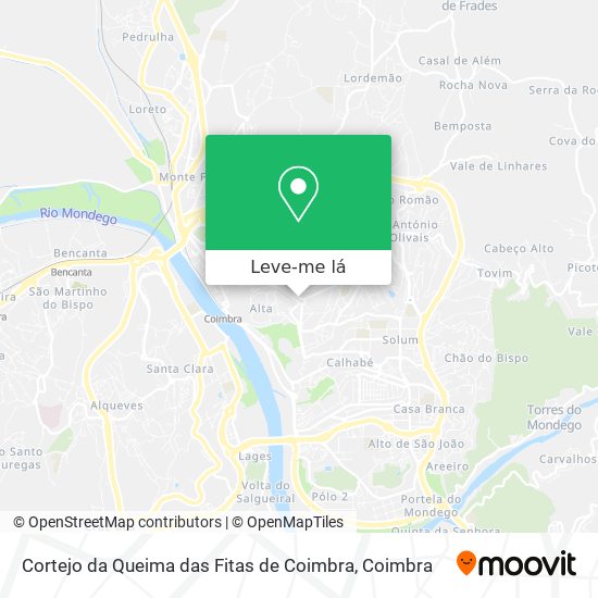 Cortejo da Queima das Fitas de Coimbra mapa