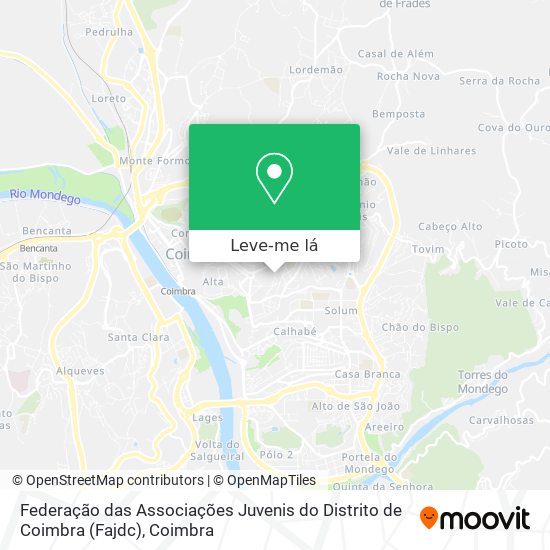 Federação das Associações Juvenis do Distrito de Coimbra (Fajdc) mapa