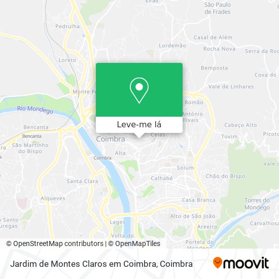 Jardim de Montes Claros em Coimbra mapa