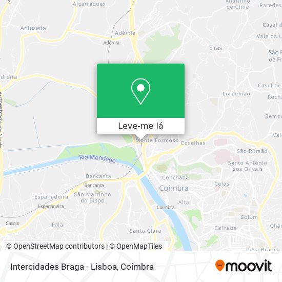 Intercidades Braga - Lisboa mapa