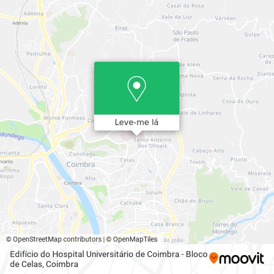 Edifício do Hospital Universitário de Coimbra - Bloco de Celas mapa
