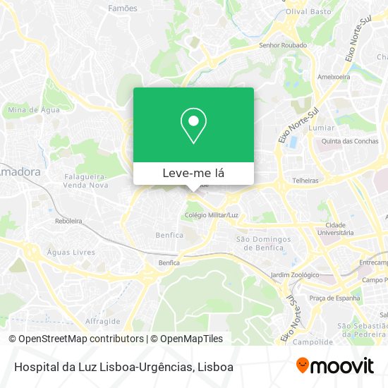 Hospital da Luz Lisboa-Urgências mapa