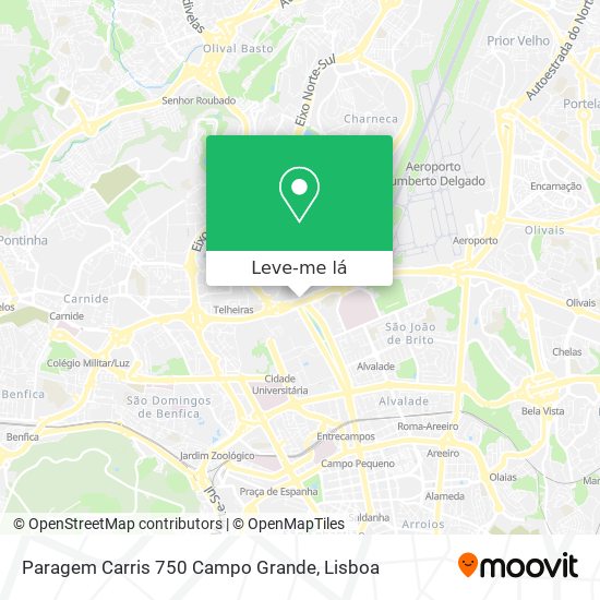 Paragem Carris 750 Campo Grande mapa