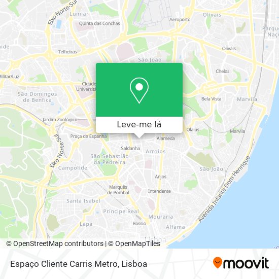 Espaço Cliente Carris Metro mapa