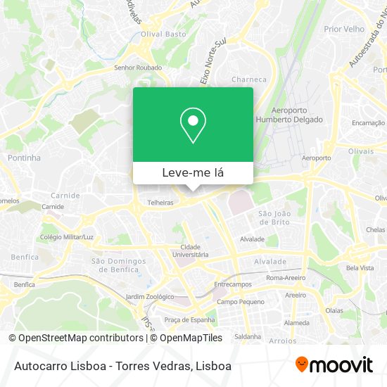 Autocarro Lisboa - Torres Vedras mapa