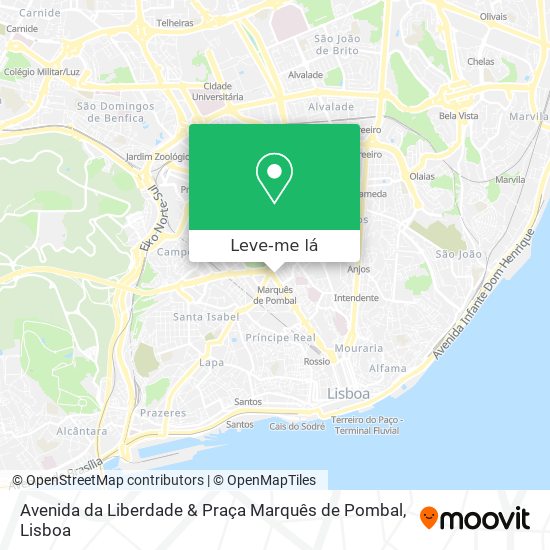 Avenida da Liberdade & Praça Marquês de Pombal mapa
