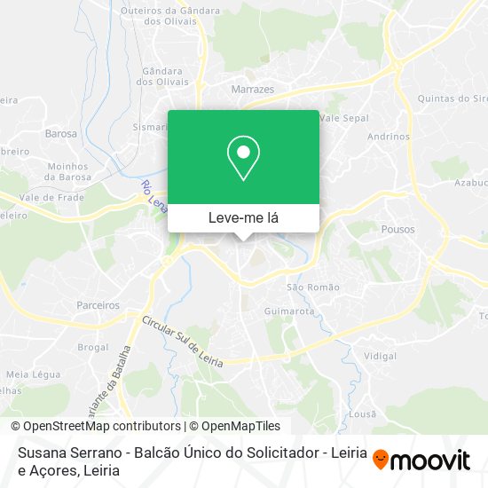 Susana Serrano - Balcão Único do Solicitador - Leiria e Açores mapa