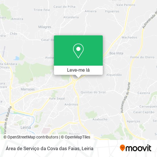 Área de Serviço da Cova das Faias mapa