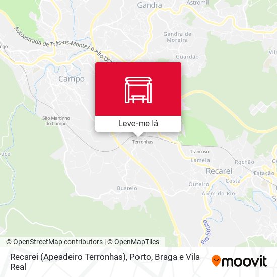 Recarei (Apeadeiro Terronhas) mapa