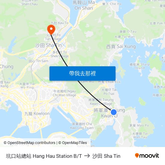 坑口站總站 Hang Hau Station B/T to 沙田 Sha Tin map