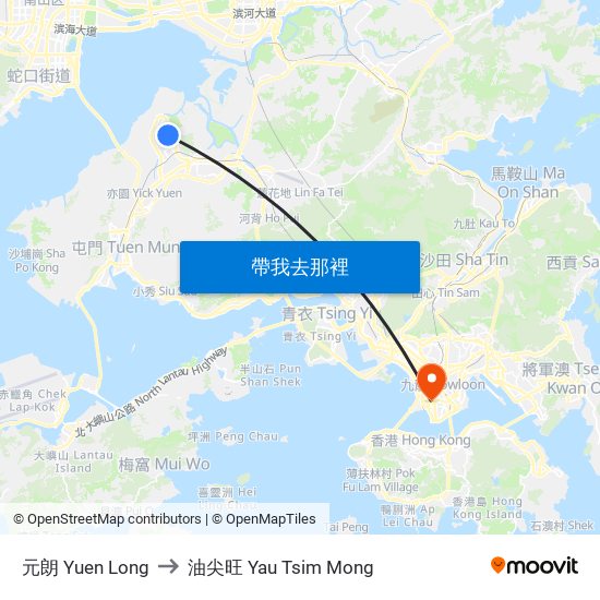 元朗 Yuen Long to 元朗 Yuen Long map