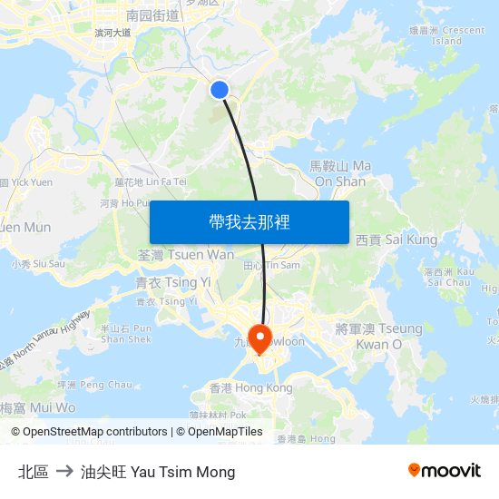 北區 to 油尖旺 Yau Tsim Mong map