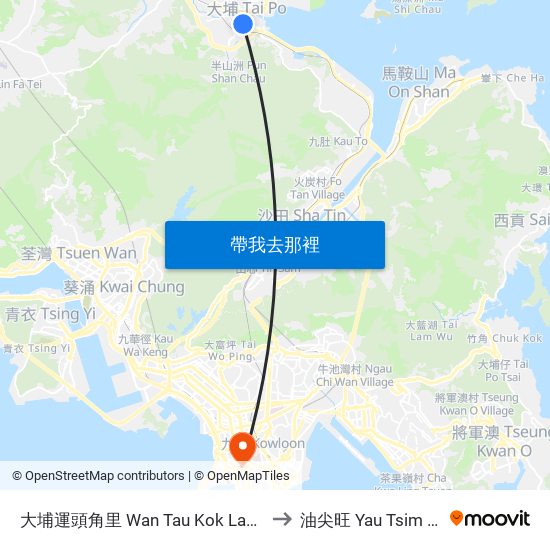 大埔運頭角里 Wan Tau Kok Lane Tai Po to 油尖旺 Yau Tsim Mong map